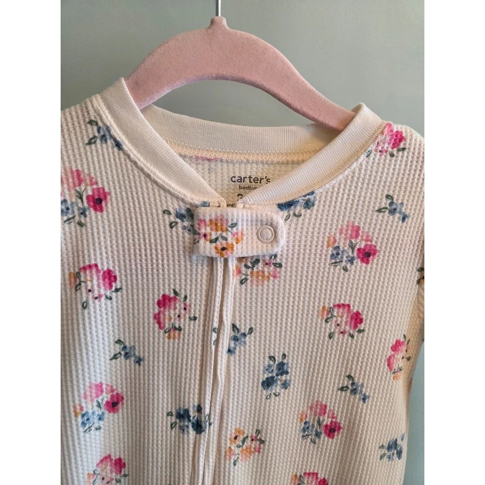 Carter's baby‎ girl waffle knit footed pajamas size 24 mos